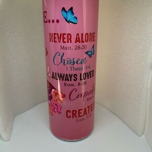 Inspirational Pink Tumbler with Butterfly Design